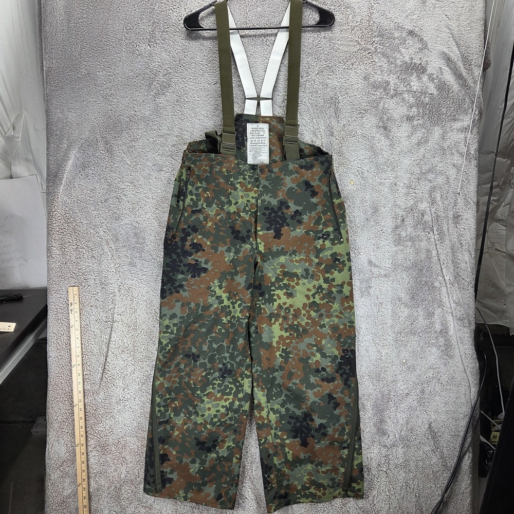Vintage Feuchter Pants Mens Medium Green Camo Rain Bib Waterproof Military 90s